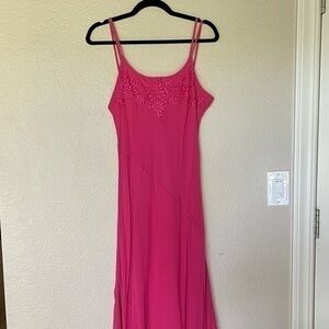 NWT silk slip dress hot pink